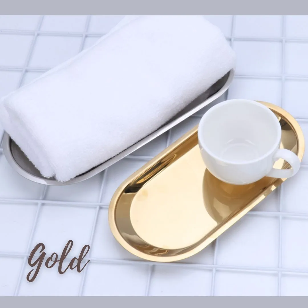 Stainless Steel Oval Tray (Towel, Small Dish Plate, Jewelries & Cosmetics)