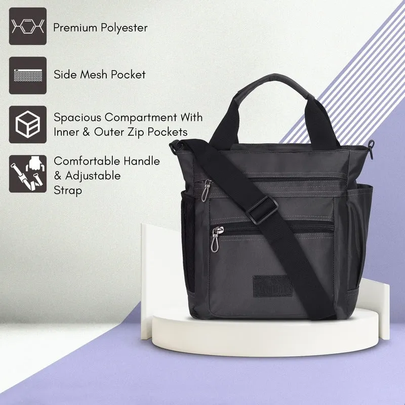 THE CLOWNFISH Melaney Series Polyester Crossbody Sling bag Side Bag for Men & Women Single Shoulder Bag with Adjustable Shoulder Strap (Black)