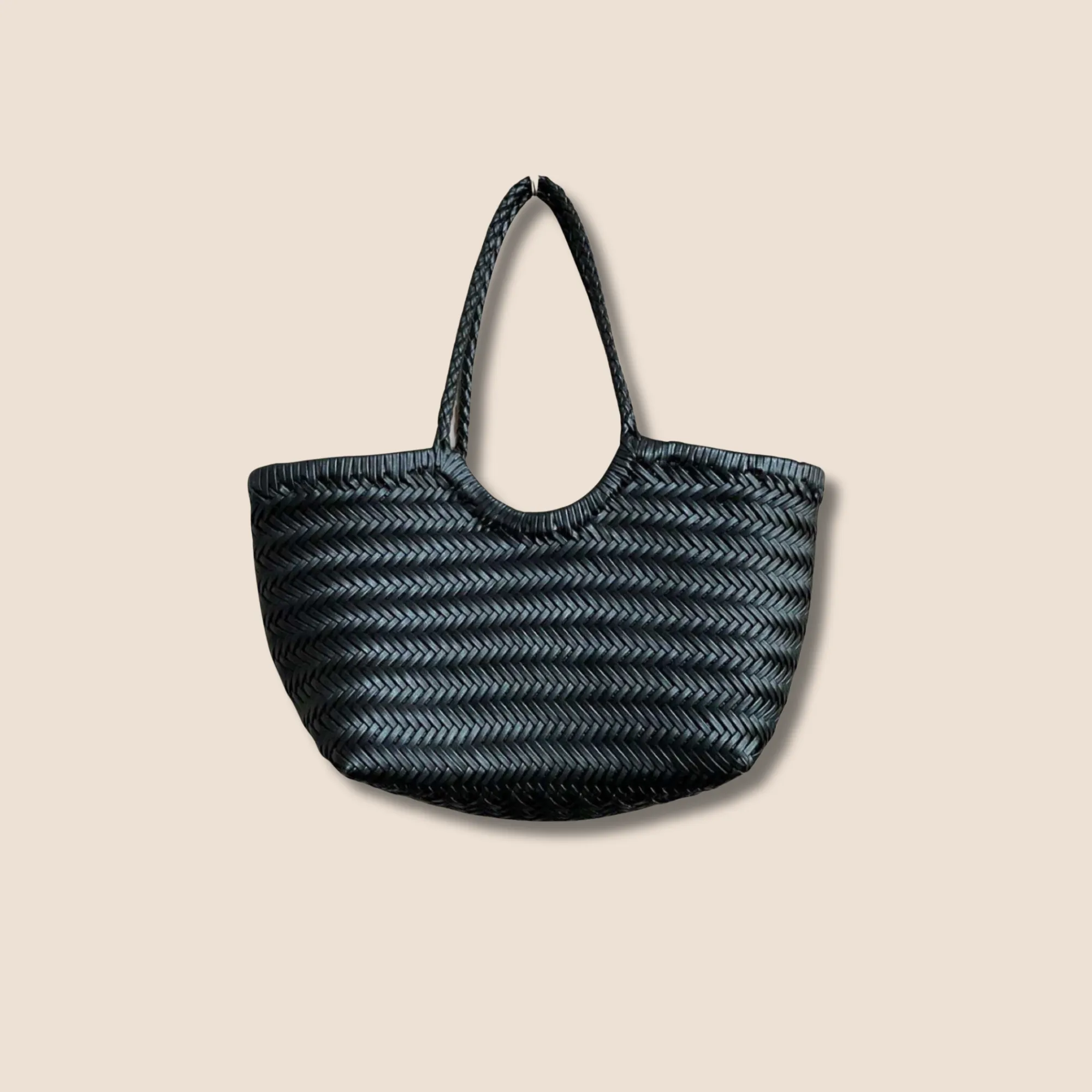 The Large Woven Leather Basket