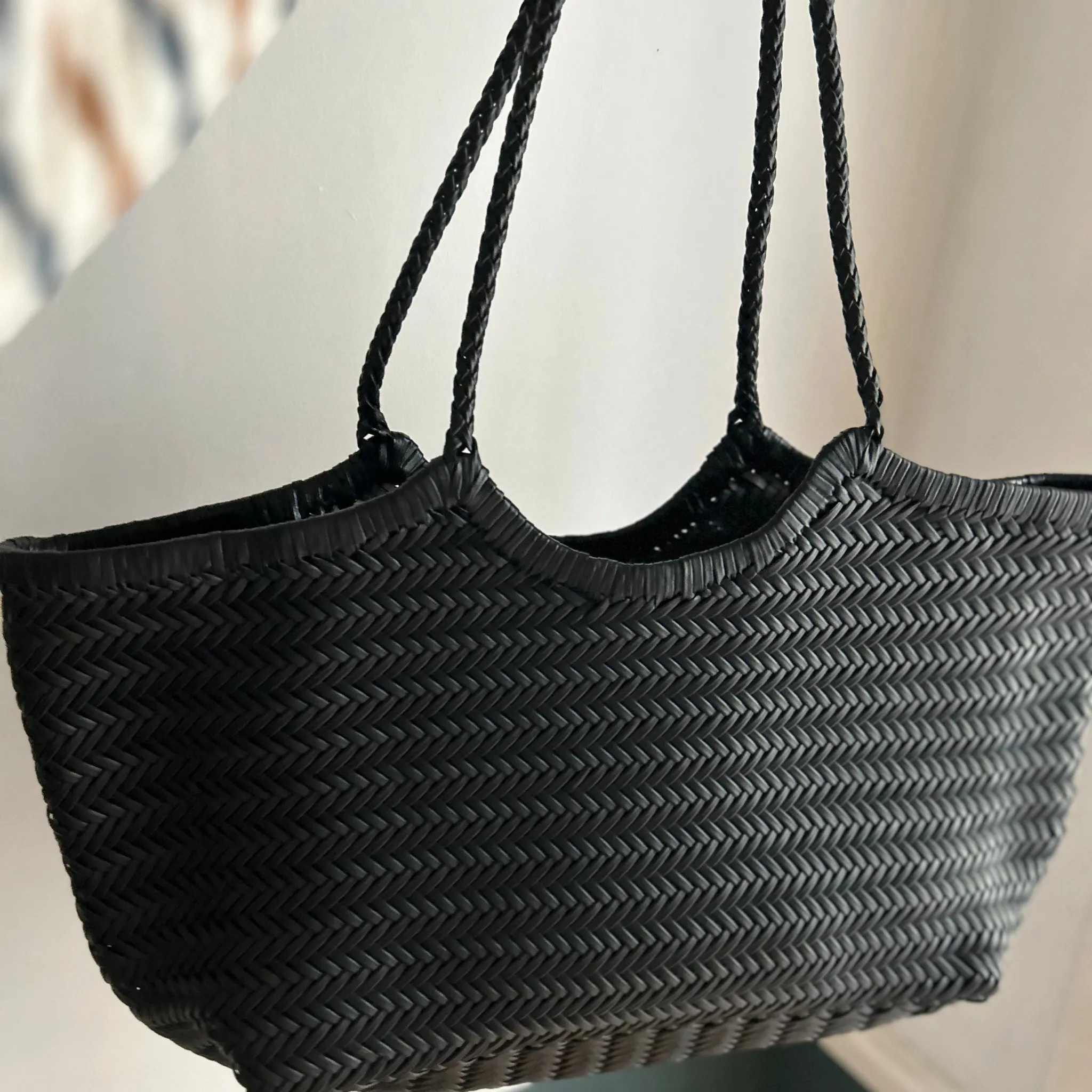 The Large Woven Leather Basket
