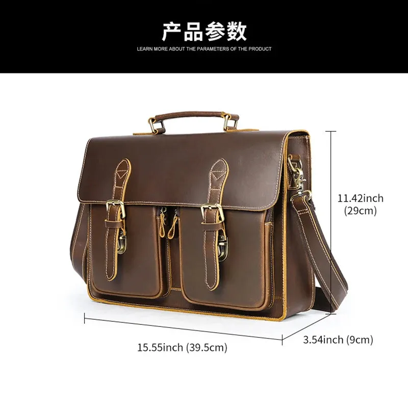 Vintage Leather Briefcase - Timeless Elegance and Durability