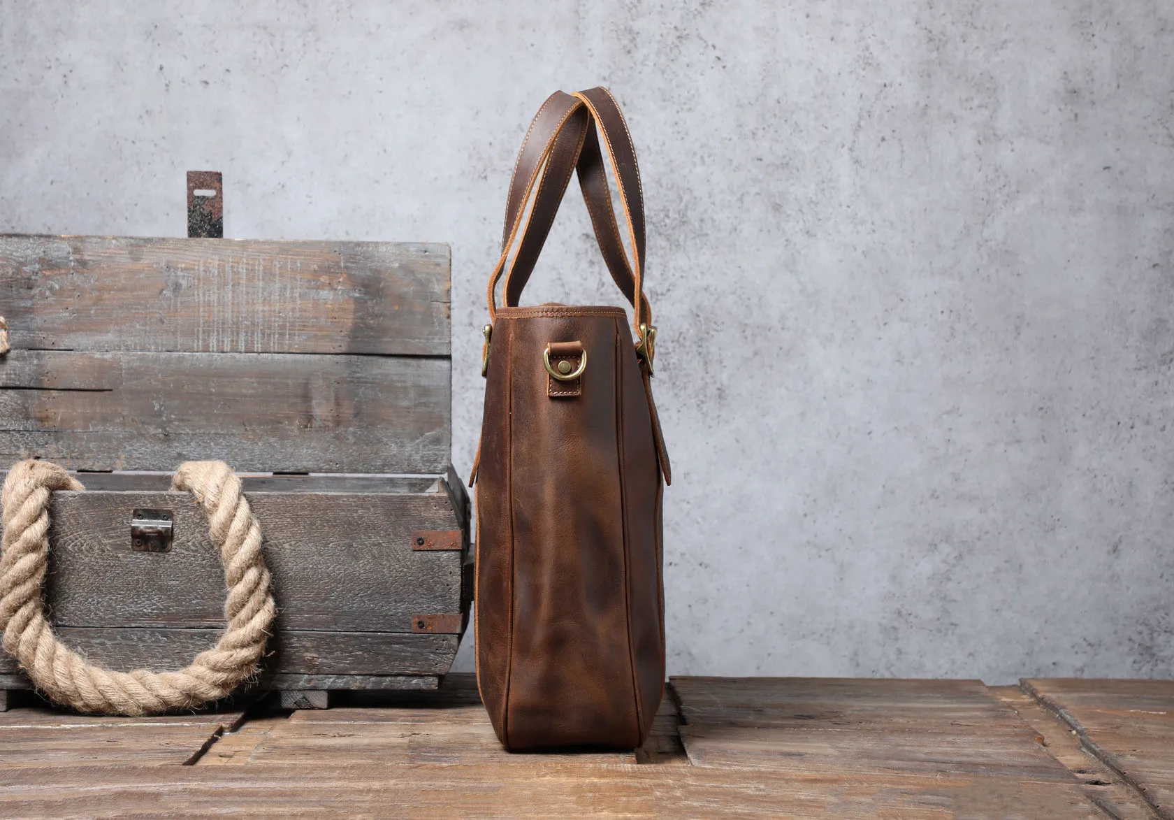 Vintage Leather Tote Bag