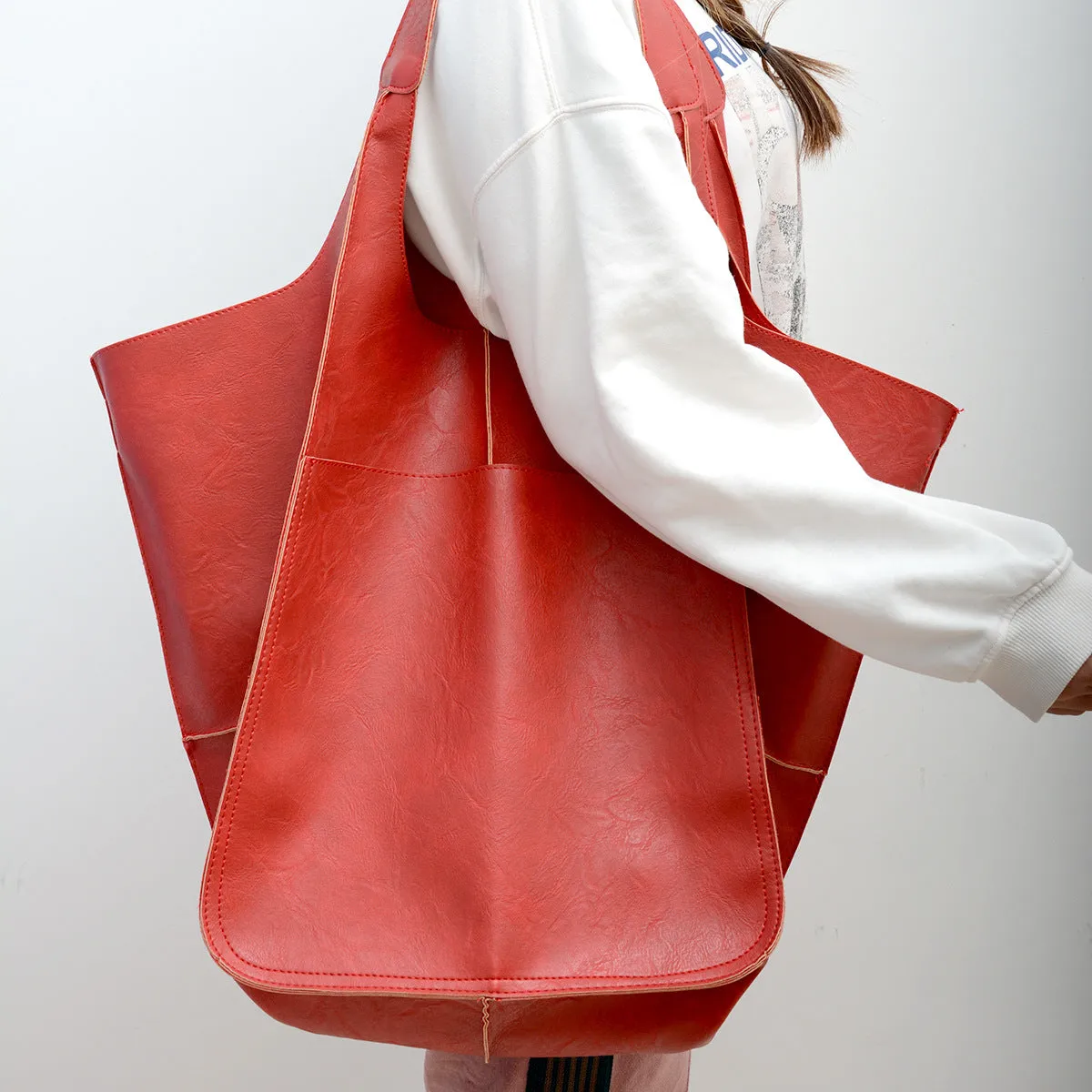 Women Leather Tote Bag Single Shoulder Bag, Large Capacity Handbag, Birthday Gift for Her